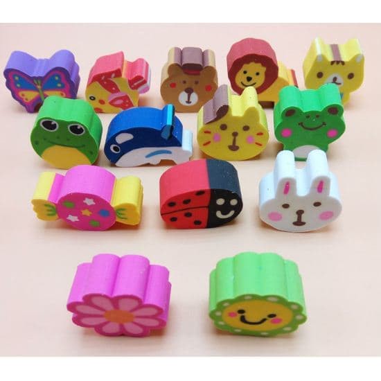 

OPEN SALE CARTOON ERASER/ WITH/OUT PENCIL HOLE/PENGHAPUS BINATANG LUCU ISI 3PCS