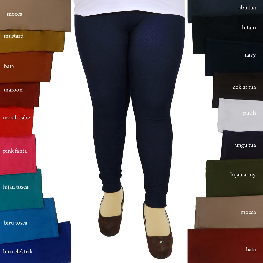 Jegging Jeans JUMBO Tanpa Kantong / fit to XXL Stretch Big Size Celana Legging Panjang Polos Wanita