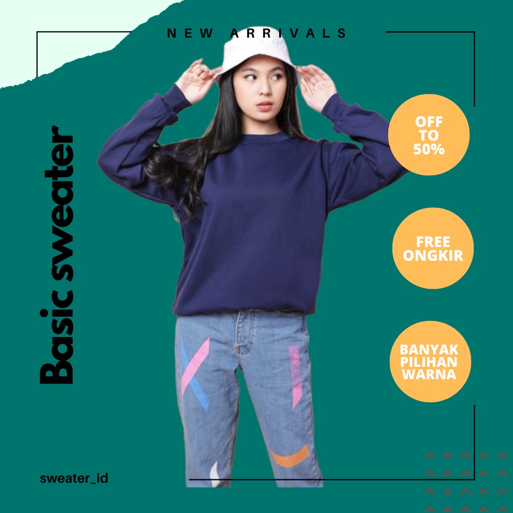 SWEATER_ID Basic Sweater Crewneck Donker Biru Navy Polos Unisex