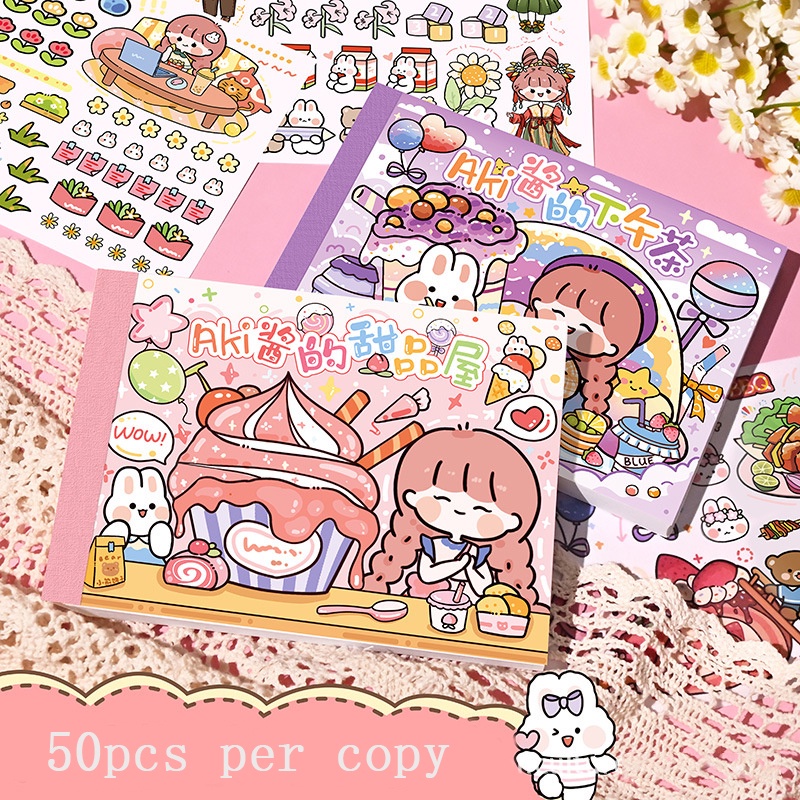 20 / 50PCS / Set Stiker Motif Kawai Bahan PET Untuk Dekorasi DIY