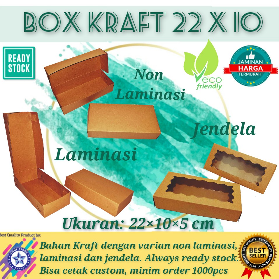 

22x10x5 Dus Kotak Bolen Box Brownies Spikoe Dus Nugget Donat Cake Kraft Coklat Window Jendela