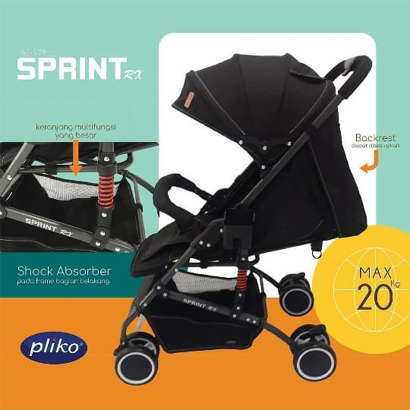 Stroller Pliko Sprint RX BS379 New with Shock Arbsorber Kereta Bayi