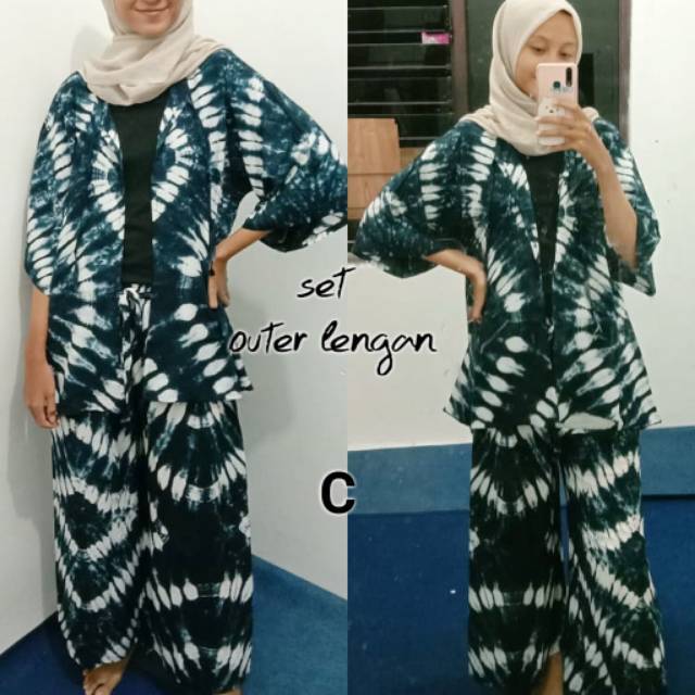 Outer lengan set sibori batik modern