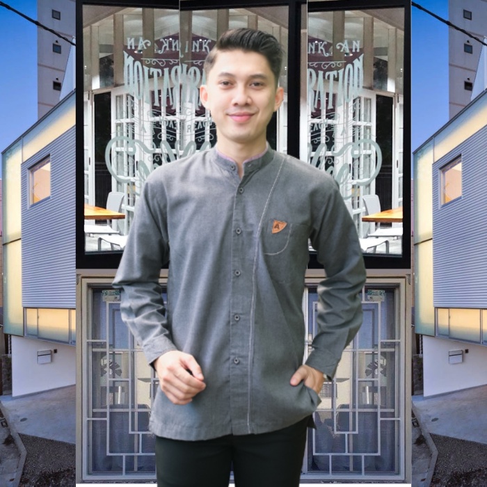 BAJU GREY KOKO DEWASA SUPER NOVA MUSLIM PRIA LENGAN PANJANG