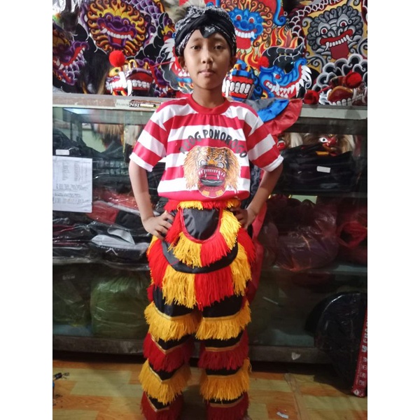 Barongan kayu fullset murah(barongan ukur 4,kaos,celana barong,embyong,udeng) SD kelas 1 sampai kelas 4