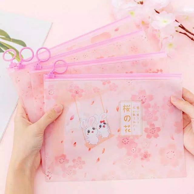 Zipper bag transparan rabbit