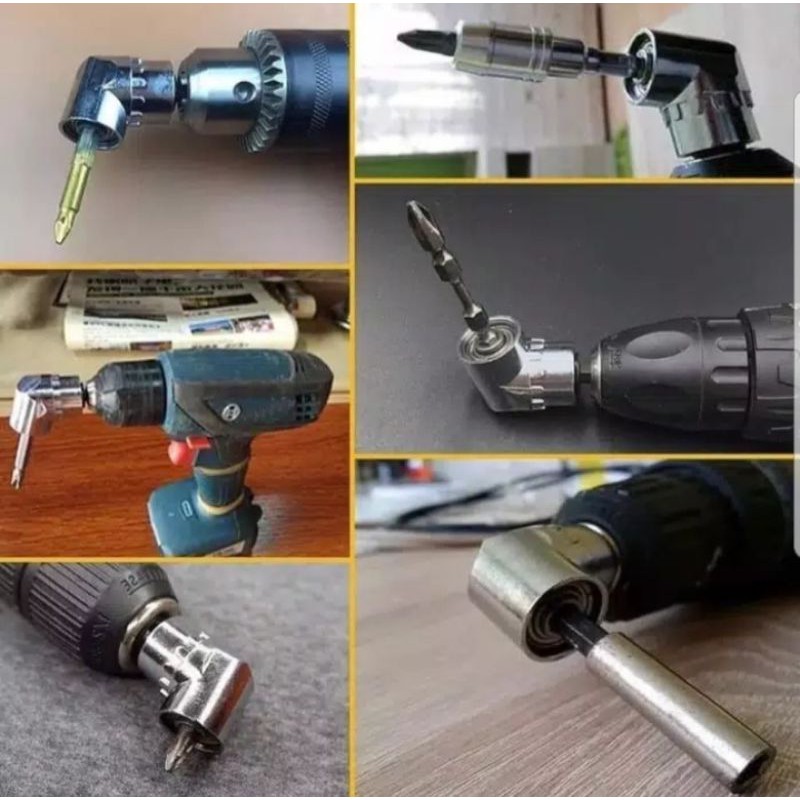 Adapter Extension Kepala Bor Listrik Segienam Magnetik Bentuk L 105 Derajat 1/4in hex bit