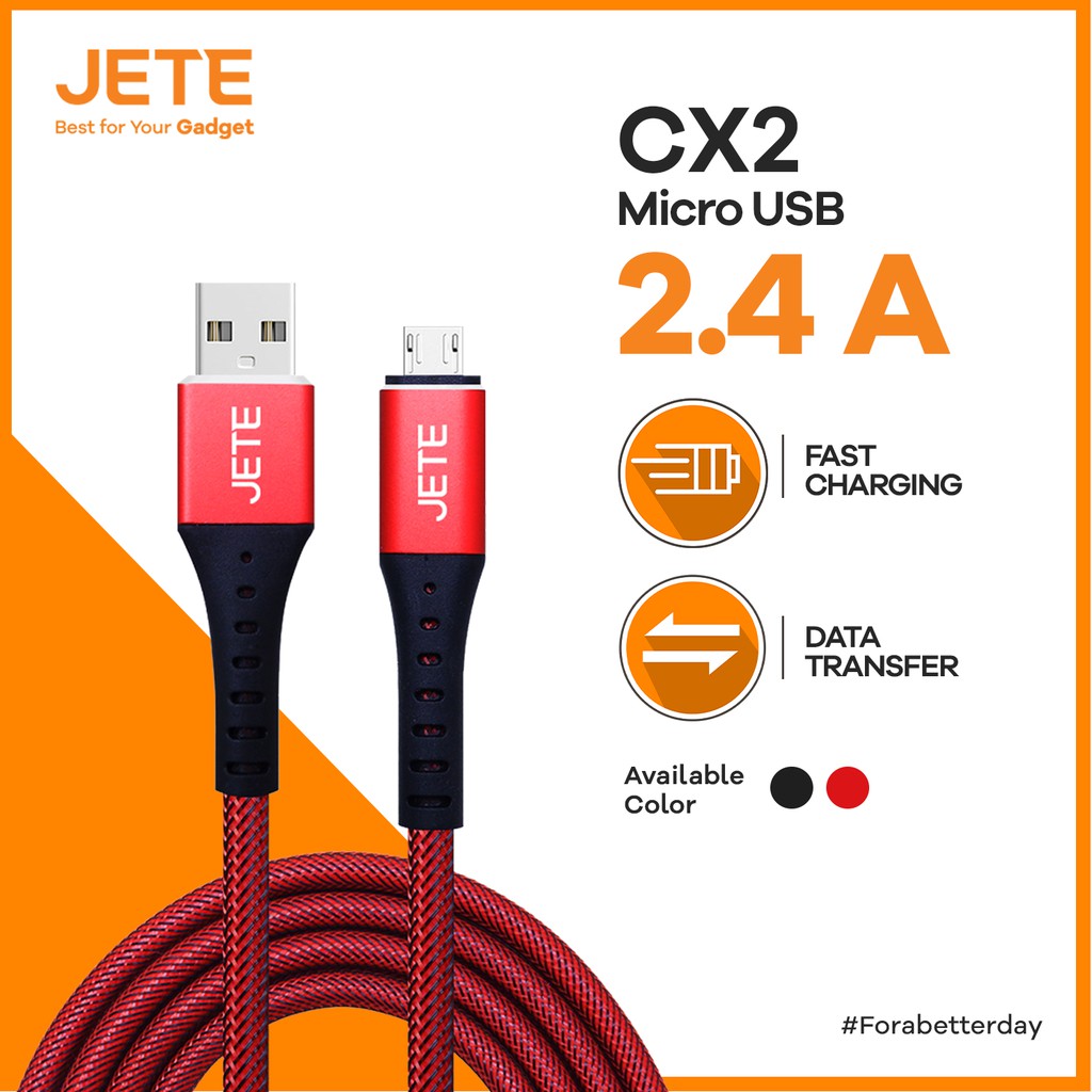 Kabel Data Fast Charging- USB Micro 2,4A JETE CX2