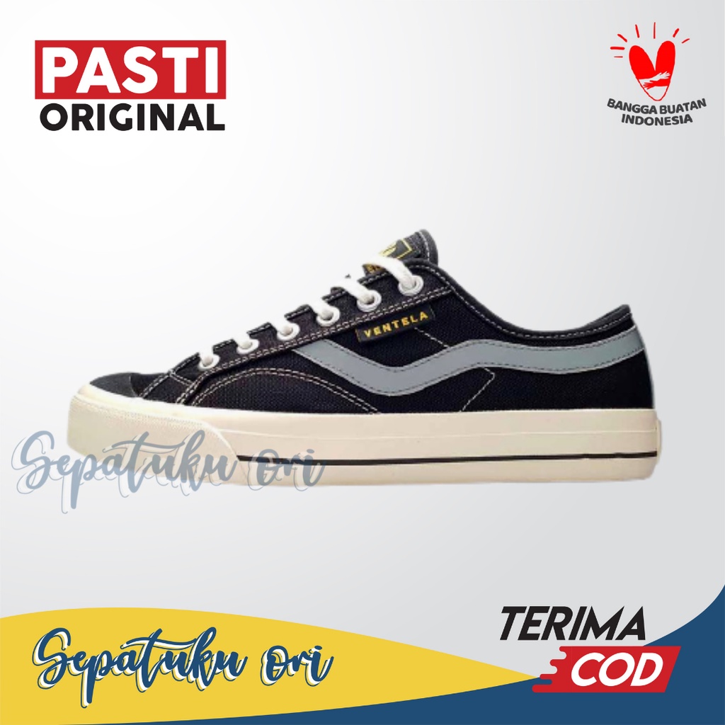 Sepatu Ventela New Public Low Black Natural Original  Sneakers Pria Wanita Ventella Vantela Original