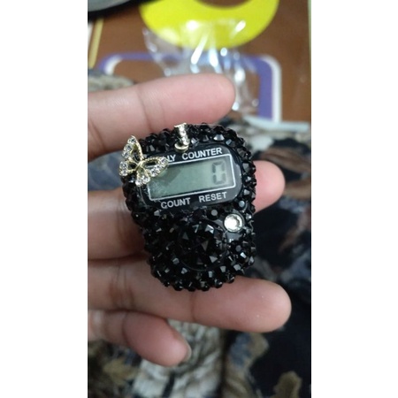 tasbih digital inisial 1 huruf + kupu" & tali cristal