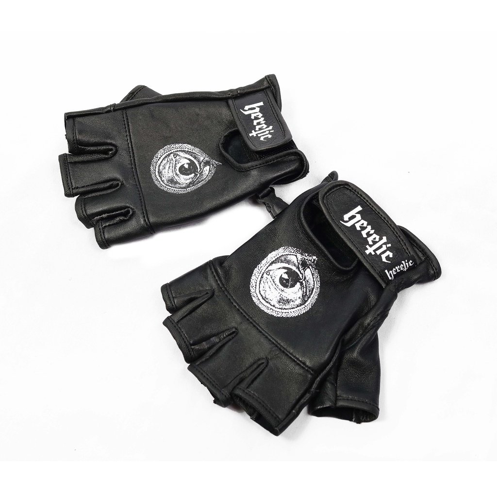 Heretic - Fingerless Leather Gloves - Sarung Tangan Kulit - Snake Eye