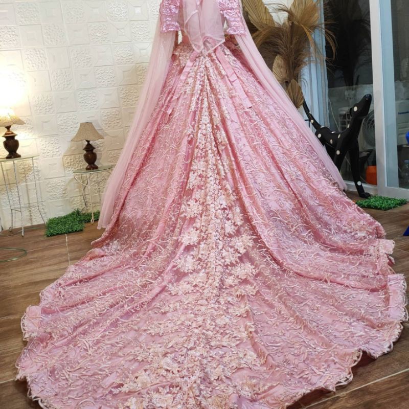 Gaun Pengantin Hijab Baby Pink ballgown new