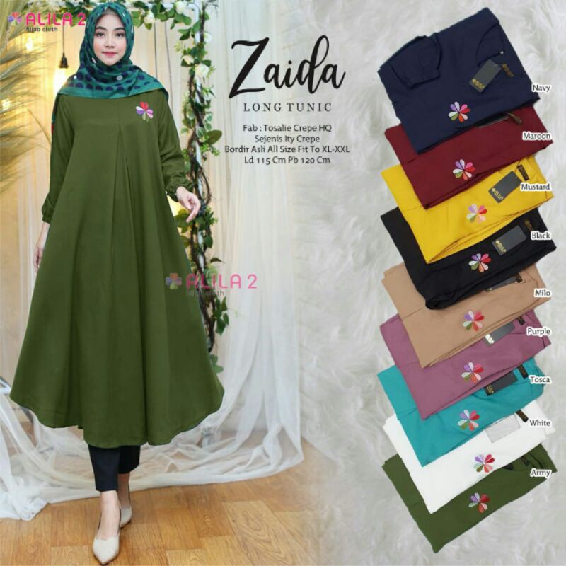 realpict Zaida Long tunik Ld 115 pb 120 termurah