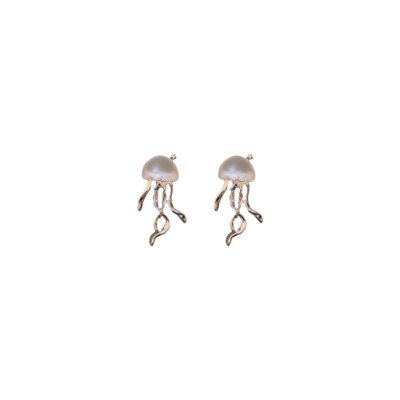 Anting Bentuk Ubur-Ubur Warna Silver Gaya Korea