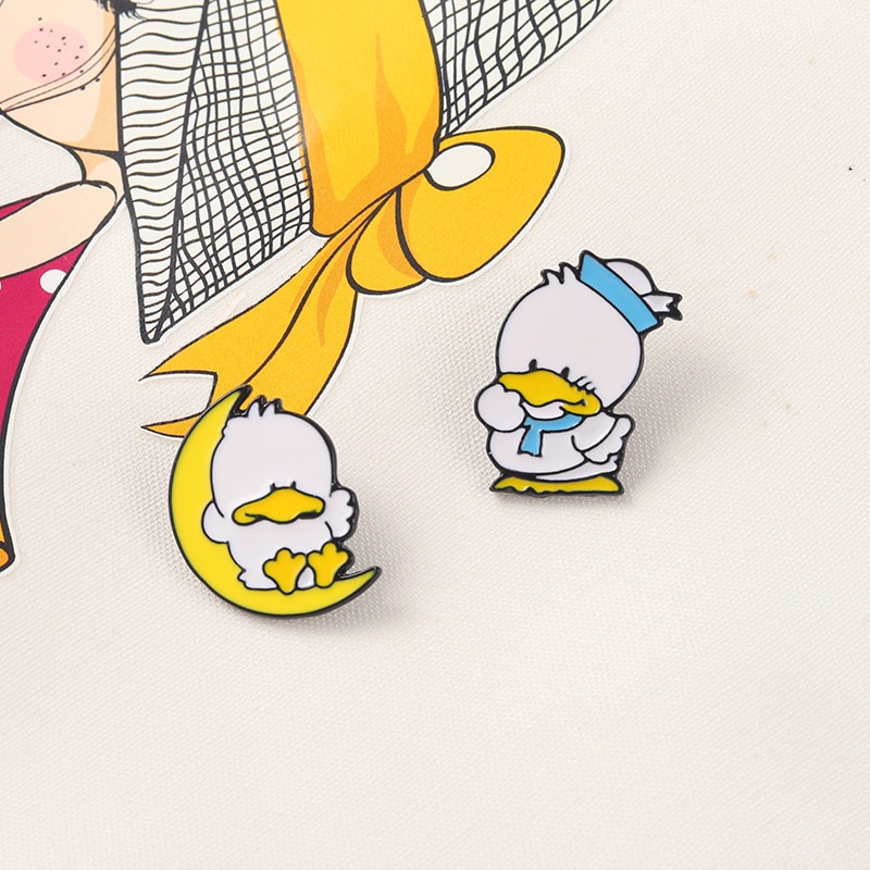 Daily Life of Ducks Enamel Pin Custom School Duck Brooch Bag Lapel Pin Cartoon Movie Animal Badge Jewelry Gift for Kids