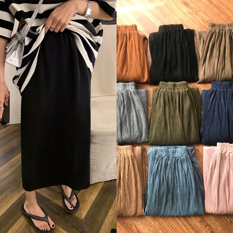 [SEMATA KAKI] Pleated Skirt Import/ Rok Suede Lipit Import/ Rok Suede Polos Warna