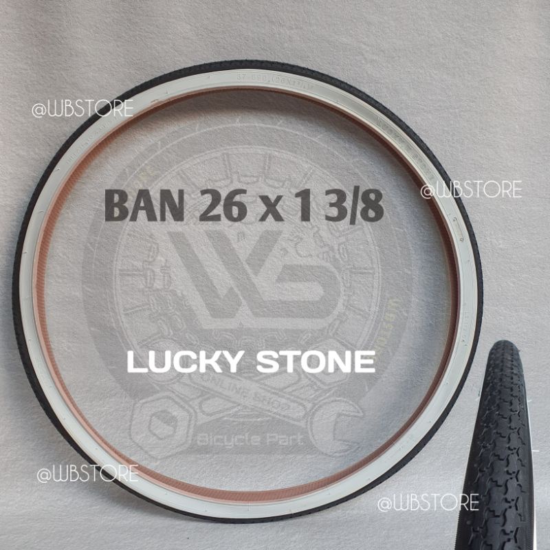 Ban Luar Sepeda 26 x 1 3/8 Lucky Stone Hitam Putih. Ban Luar 26 Plus Jengki Mini CTB Sierra Velg 26x