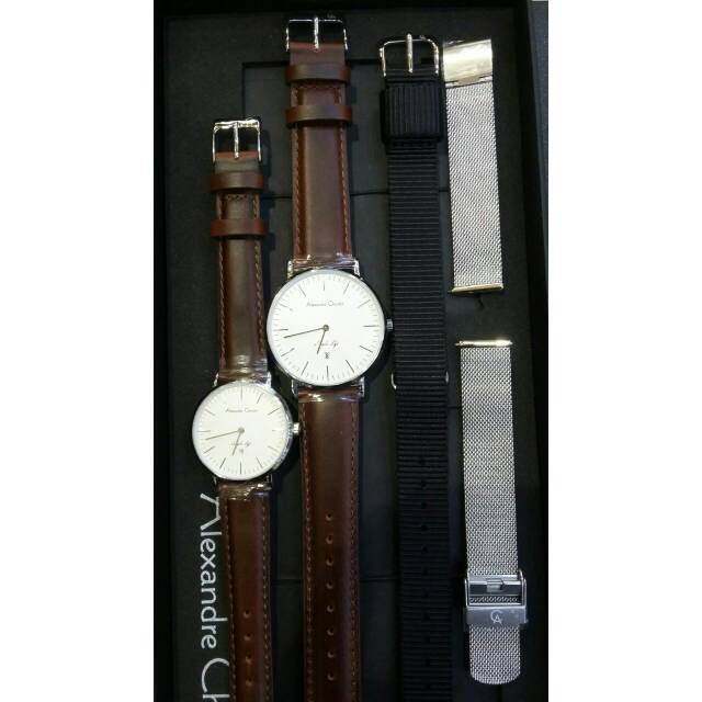 MURAH JAM TANGAN COUPLE ALEXANDRE CHRISTIE 8566 SILVER BOX SET HARGA SEPASANG ORIGINAL