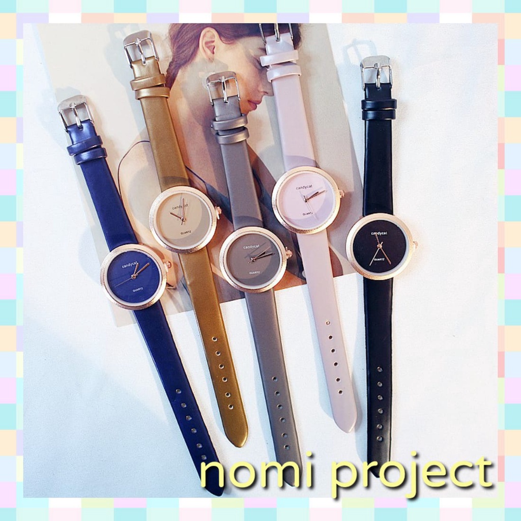 JAM TANGAN WANITA ANALOG IMPORT KOREA CASUAL RETRO CANDYCAT RING GOLD