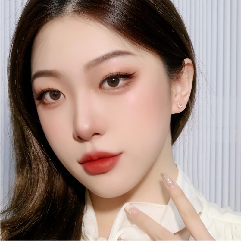 We Flower Anting Stud 14K Gold Cubic Zirconia Bentuk Hati Gaya Korea Untuk Wanita