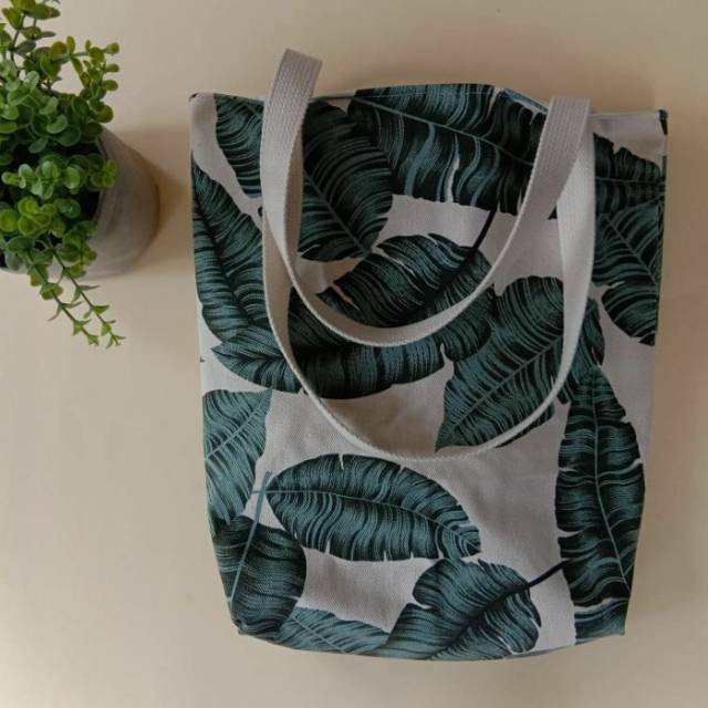 TOTEBAG Webbing Katun - Motif Daun [by Ranee.id]