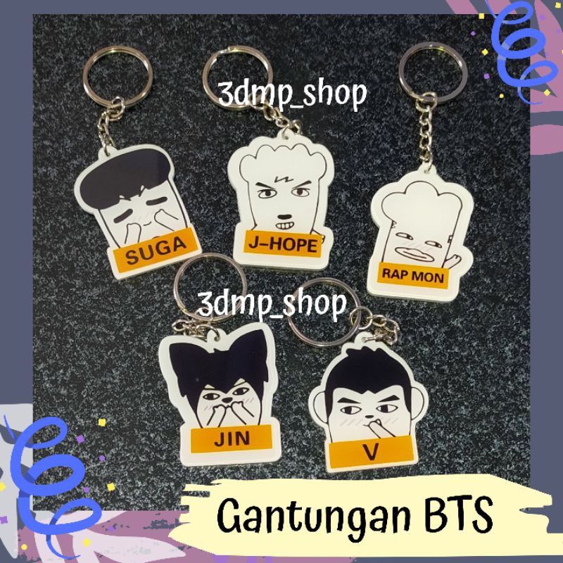 Gantungan Kunci Keychain BTS HIP HOP Suga Jhope Rapmonster Jin V Taehyung