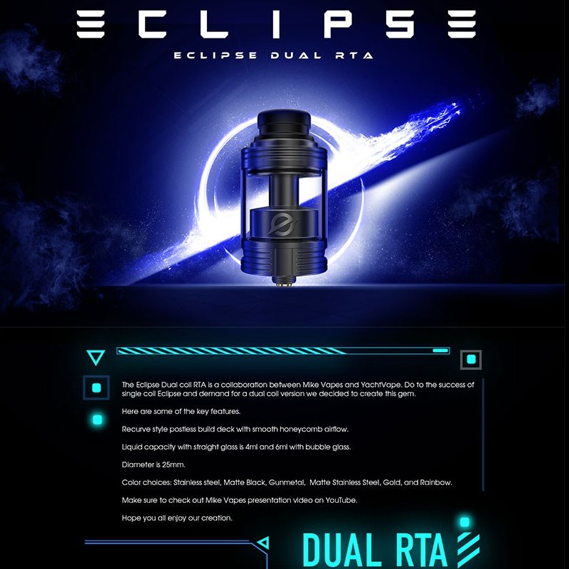 YACHTVAPE ECLIPSE DUAL 25MM RTA AUTHENTIC by MIKE VAPES