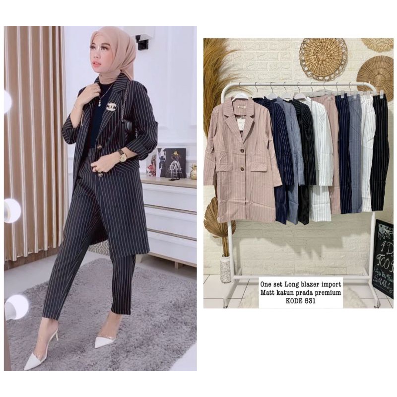 one set long blazer import premium