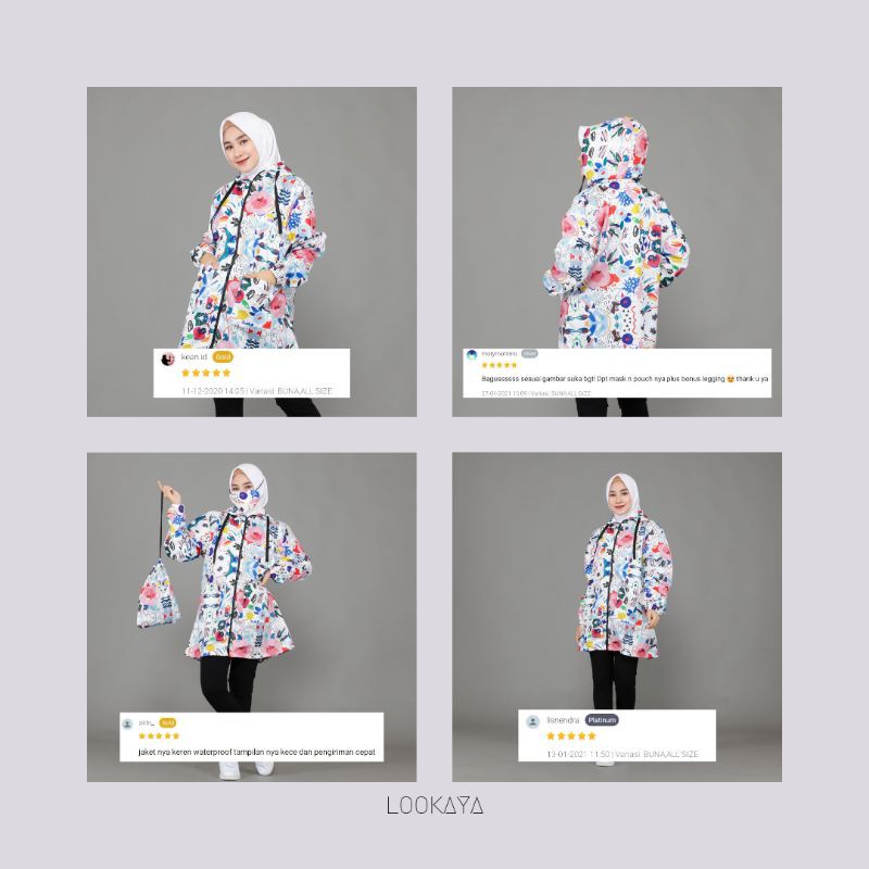 Lookaya Jaket Printing Wanita Bonus Pouch dan Masker