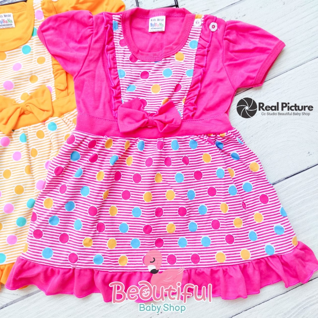 Dress Bayi Perempuan Motif Polka Balon / Rok Baju Bayi Perempuan  Merk Syifana / Baby.ou