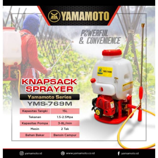 Knapsack Sprayer Yamamoto YMS-769M/Mesin Pompa Hama Sprayer  15Ltr