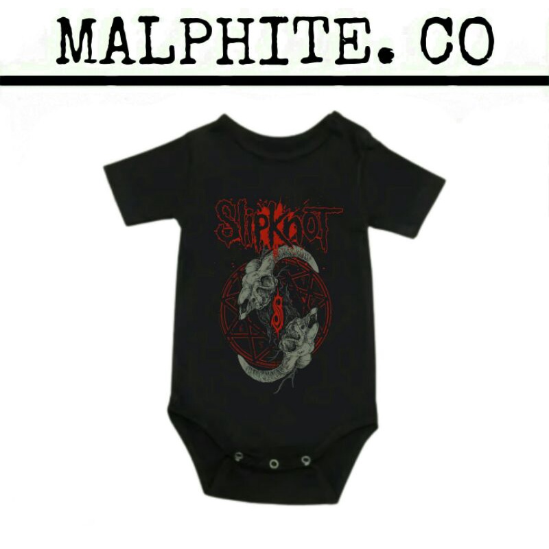 Kaos Baju Bayi Baby Jumper Kids Band Slipknot Goats Slip Motif Lengan Pendek Jumpsuit Sleepsuit Tidu