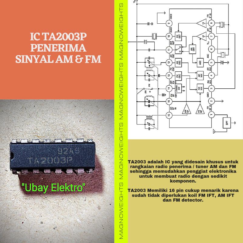 IC TA2003P IC penerima sinyal radio AM dan FM