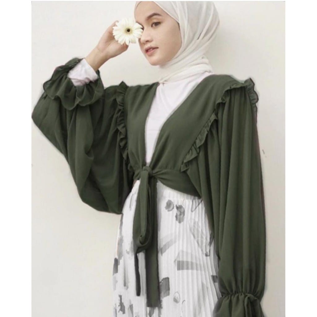 APRILA CARDI - outwear sifon / cardigan ceruty / miranti outer / cardigan lengan balon ruffle