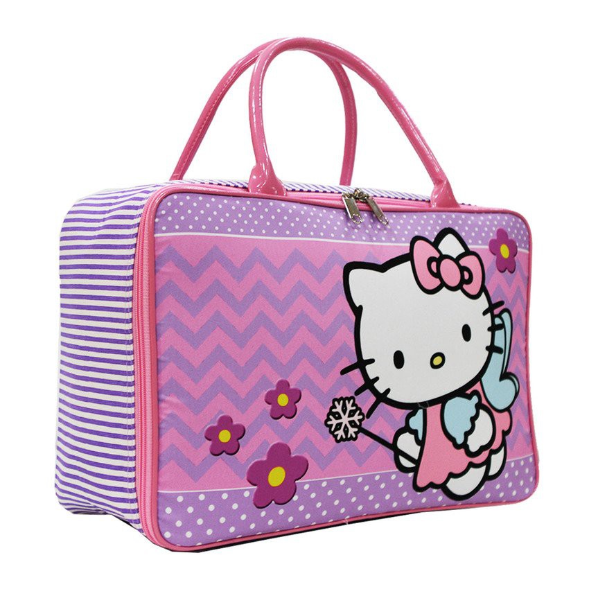 Tas Travel Kanvas Bag Anak Motif Kucing Flower Bahan Kanvas - Tas jinjing - Tas Baju Anak