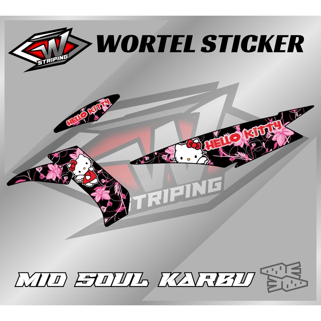 Striping Mio Soul Karbu-Striping Stiker Hologram Motor Mio Soul Karbu Hello kitty