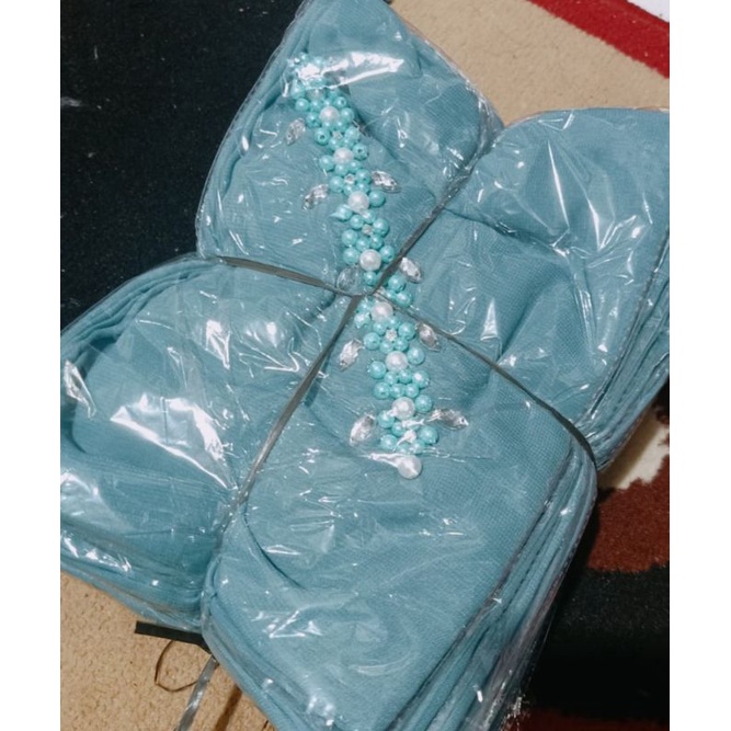 SEGIEMPAT PAYET BANDO BELLA/HIJAB BANDO MUTIARA/KERUDUNG PAYET BELLA SQUERE-Biru wardah
