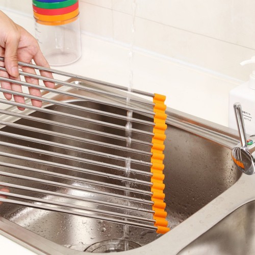 Tirisan Sayur - Tirisan Buah Sayur Stainless Sink Drying Rack Tirisan Pengering Dapur  Multifungsi