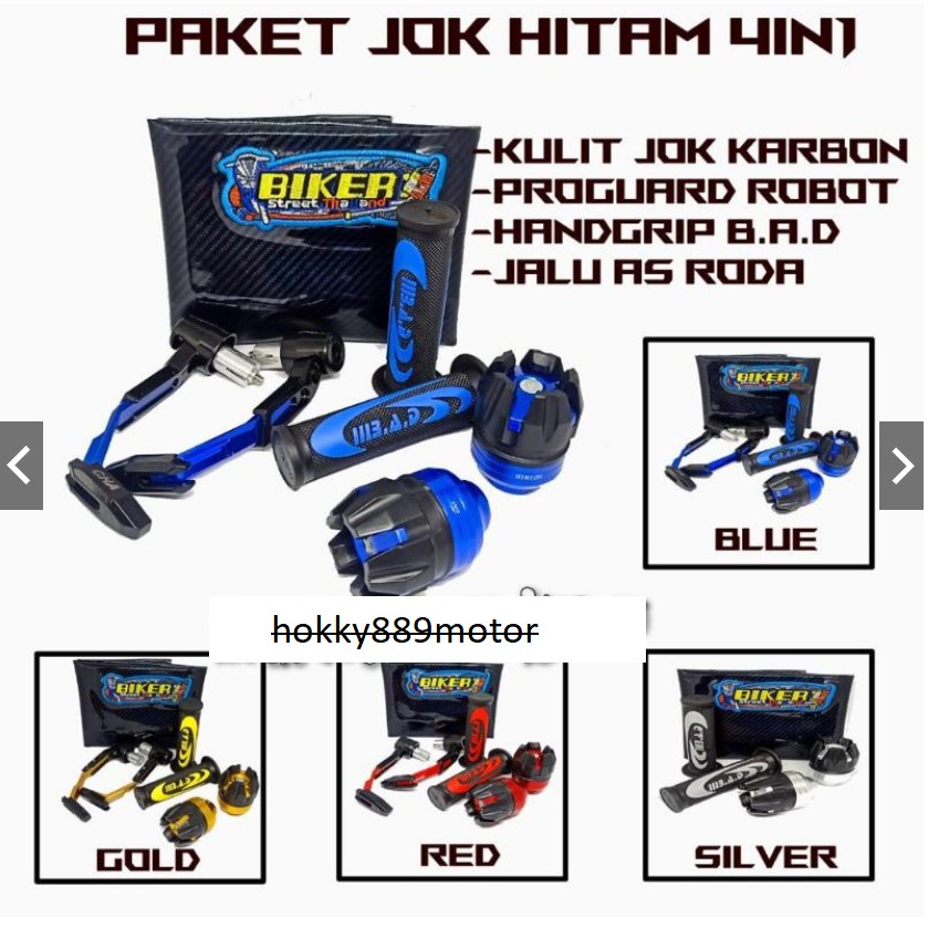 paket variasi motor, kulit jok + handgrip bad Nike + jalu as roda depan + proguard robot universal