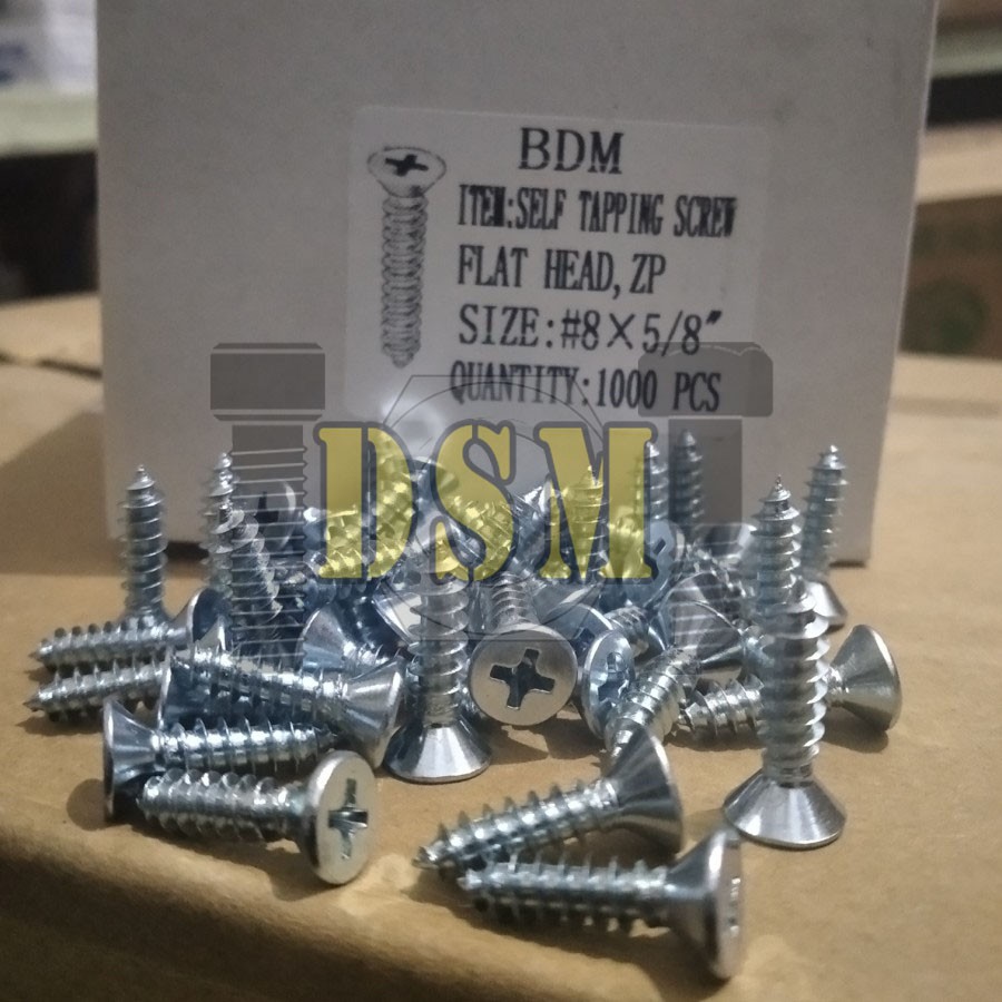 (100 PCS) Sekrup FH #8x5/8&quot; / Self Tapping Screw F+AB (1,5 CM)