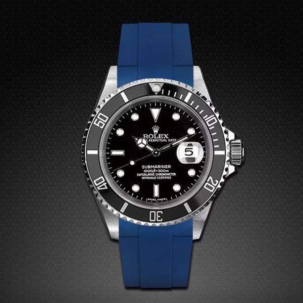 STRAP/TALI RUBBER JAM TANGAN ROLEX 20MM CURVE - BIRU.