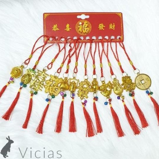 

READY COD MK100 - 12pcs Gantungan Emas Hoki Dekorasi Hampers Imlek Sincia - 25cm - 12pcs MIX