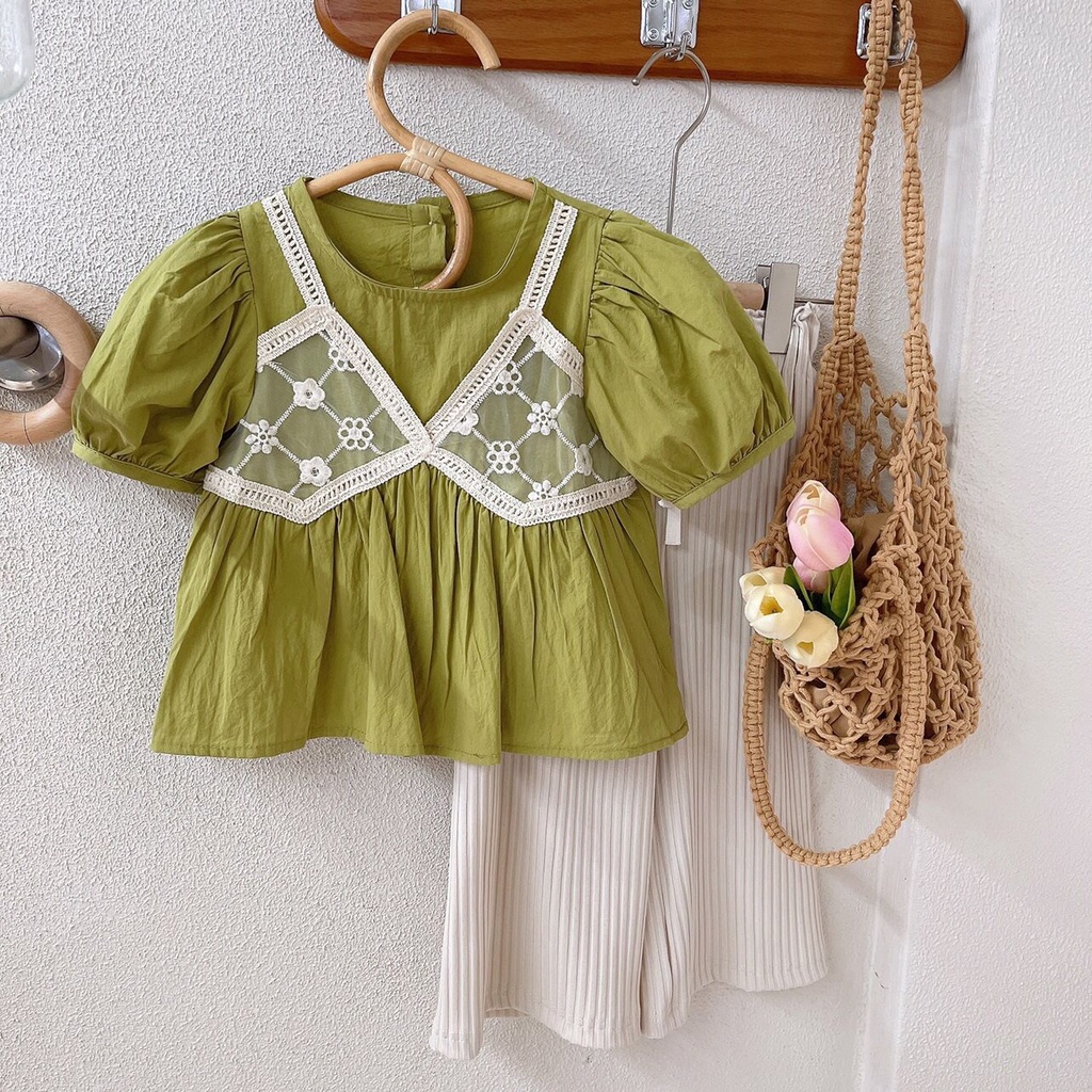 (LOLI-JKT) BS-303 SET KOREAN GIRL GREEN FLOWPLI CHILDREN SIZE 100-140