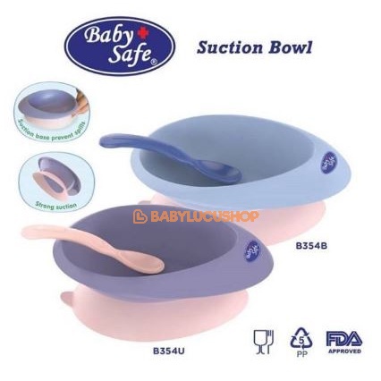 Baby Safe Suction Bowl With Spoon BabySafe Mangkok makan Anak Mangkuk Bayi Anti Tumpah Peralatan Makan Bayi MPASI