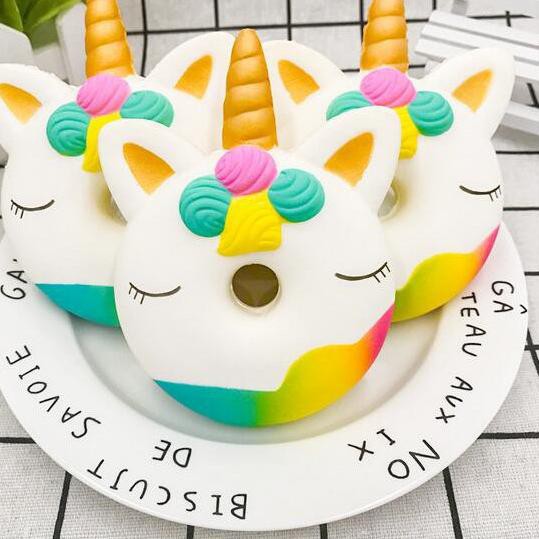 Baru HPP 1 Pcs Mainan Squishy Desain Donat Unicorn Besar Sedang Kecil Warna Campur untuk Tali Ponsel