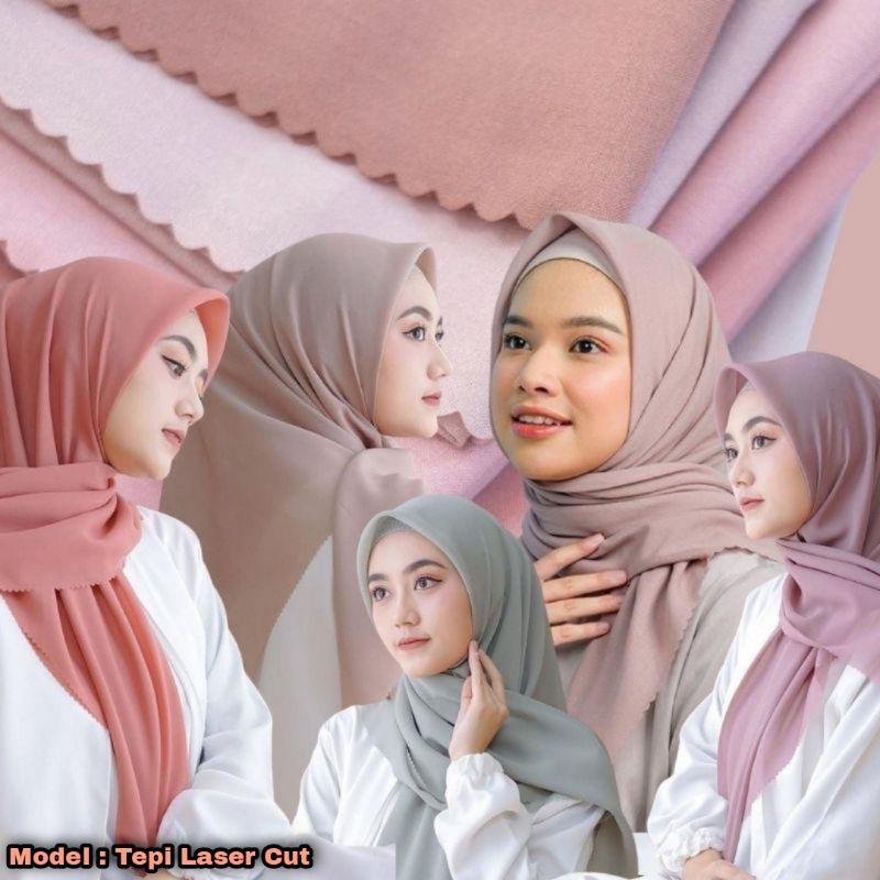 Jilbab Bella Square Laser Cut Original Polycotton PREMIUM Kerudung Segi Empat