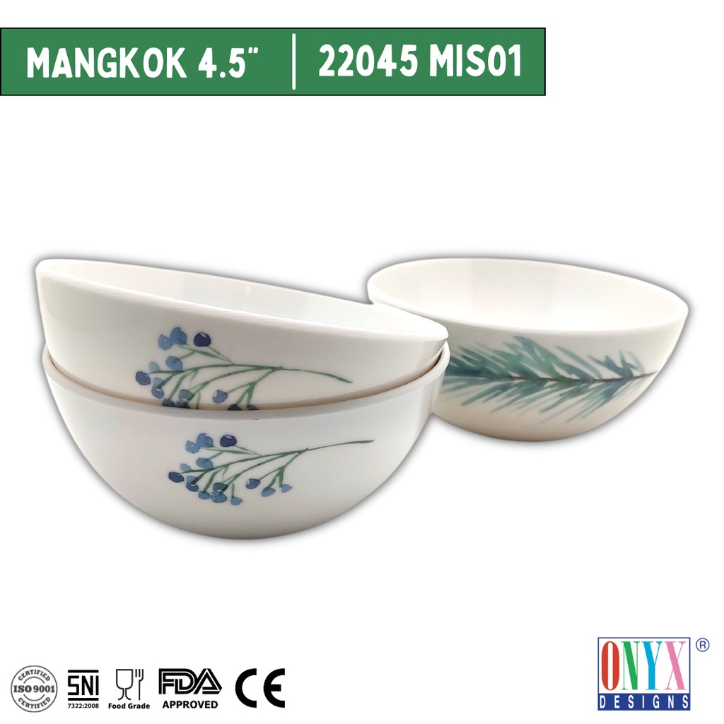 3 Pcs, Mangkok 4.5" Onyx Melamin Primera Series Motif - 22045