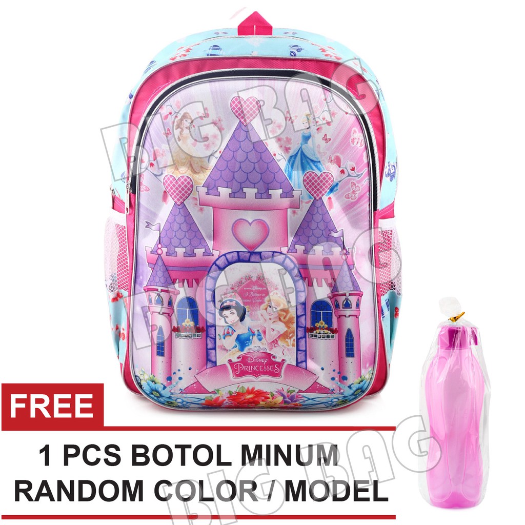 Tas Sekolah Anak Karakter Kartun - CASTLE EMBOSS.RTM + FREE Botol