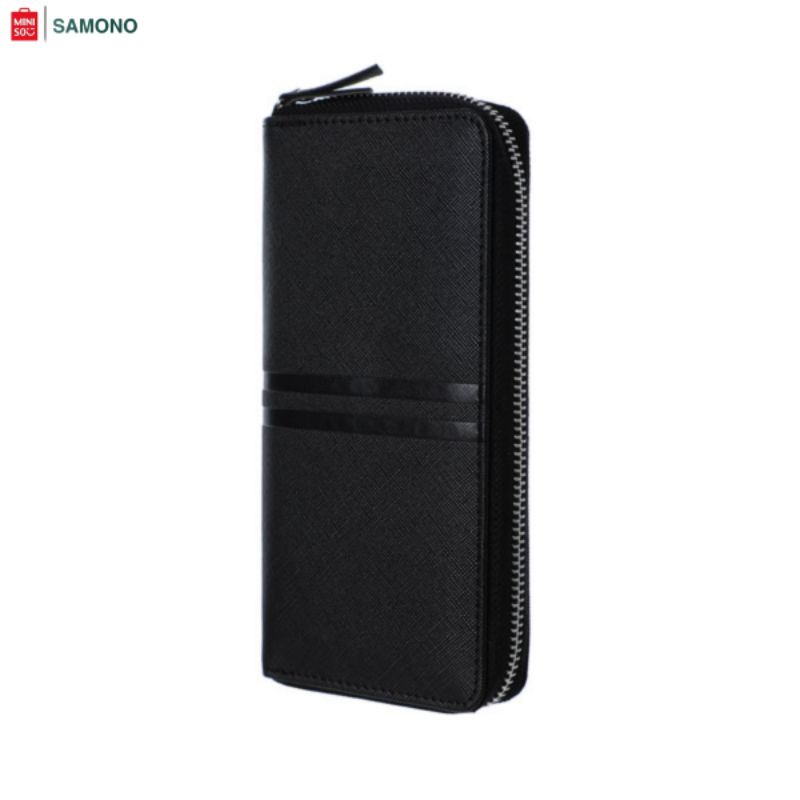 MINISO MEN'S LONG WALLET WITH ZIPPER ( BLACK )