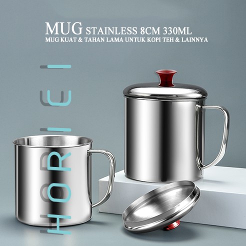 Mug Stainles 8CM 330ML/Mug Tea Dan Coffe Multifunction with Cover / Mug Murah / Muk stainless 250ml